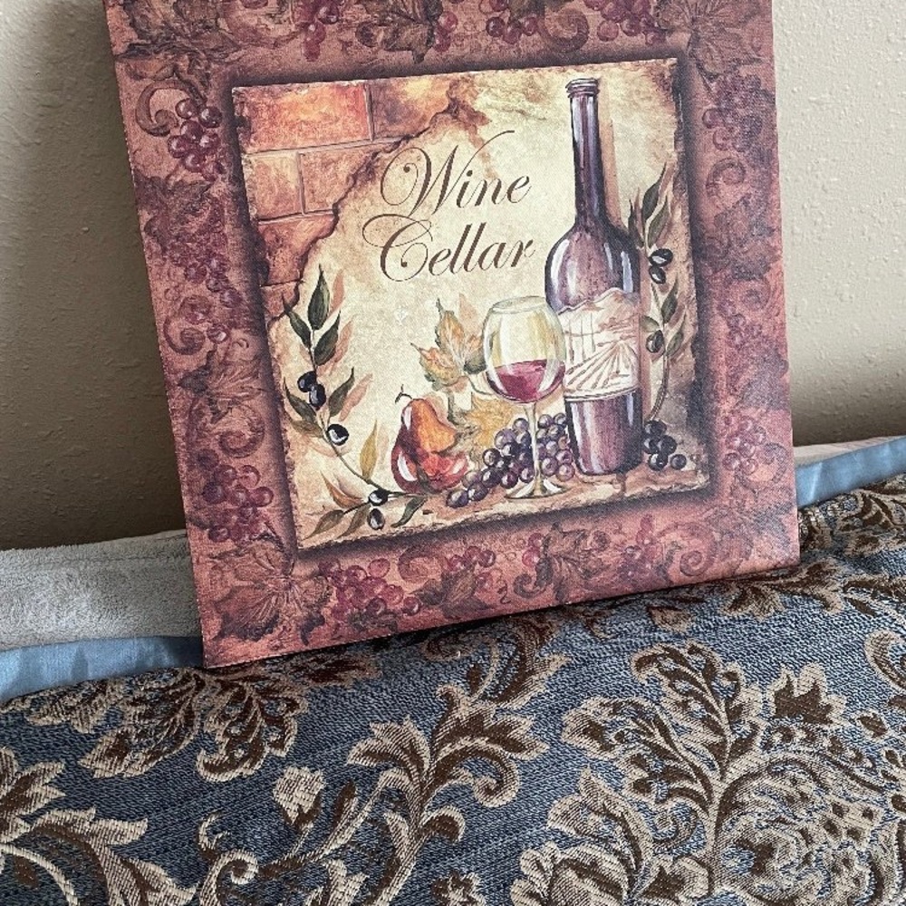 Wine Cellar Wall Art with Bottle and Glass